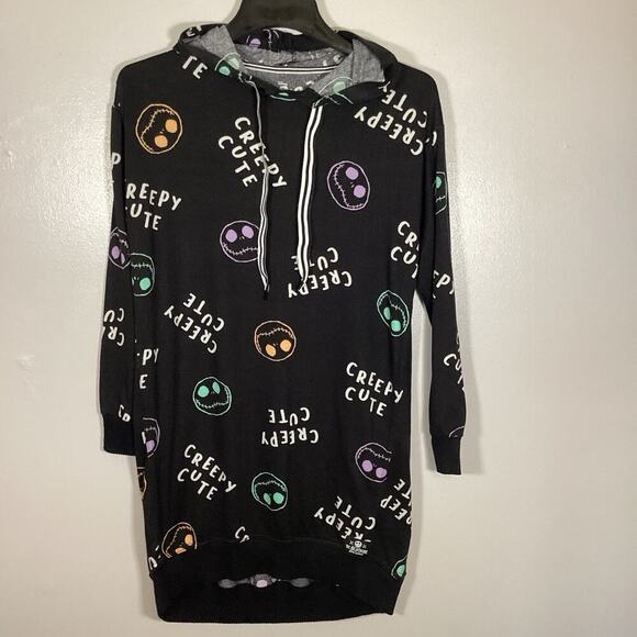 Disney Nightmare Before Xmas Tim Burton Hooded Sleepshirt Small Creepy Cute PJ - Picture 8 of 8